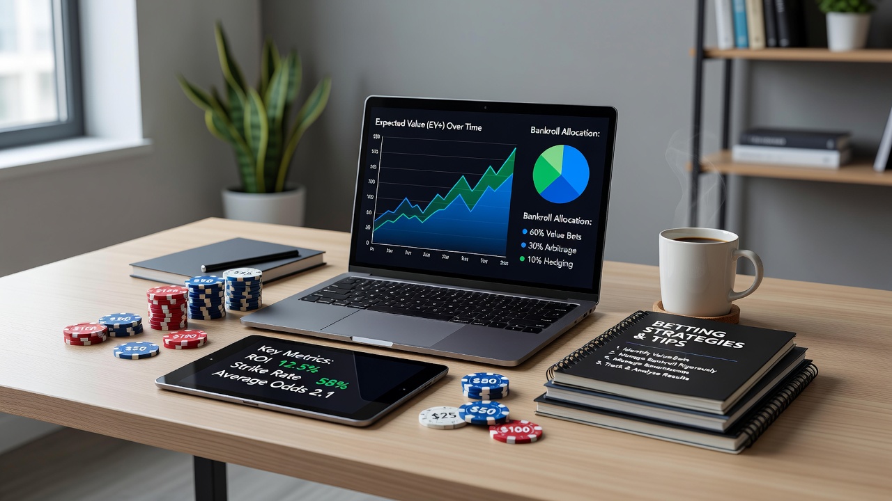 Spieler bei der Analyse von Wettstatistiken auf einem Tablet mit Notizen und Diagrammen