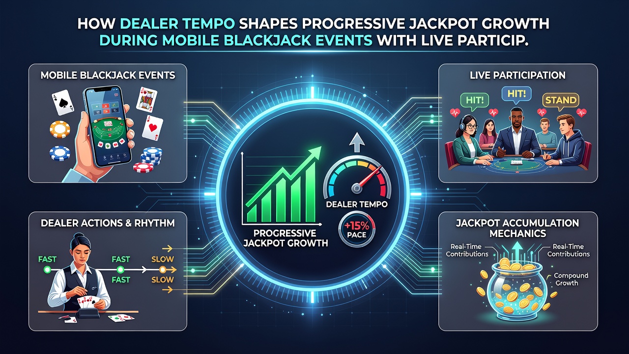 Fortschritt eines progressiven Jackpots während eines mobilen Live-Blackjack-Events