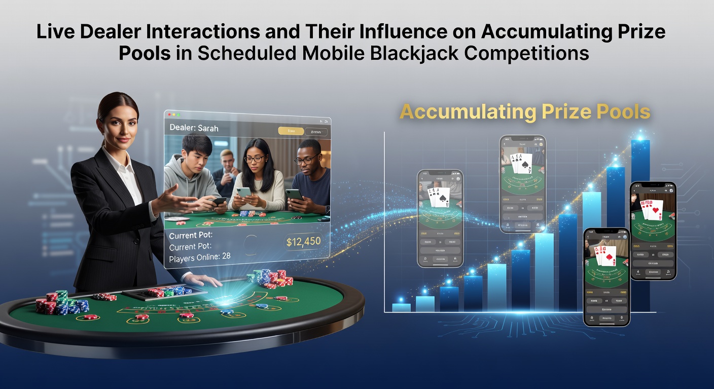 Live-Dealer am Blackjack-Tisch während eines mobilen Turniers mit interaktiven Elementen