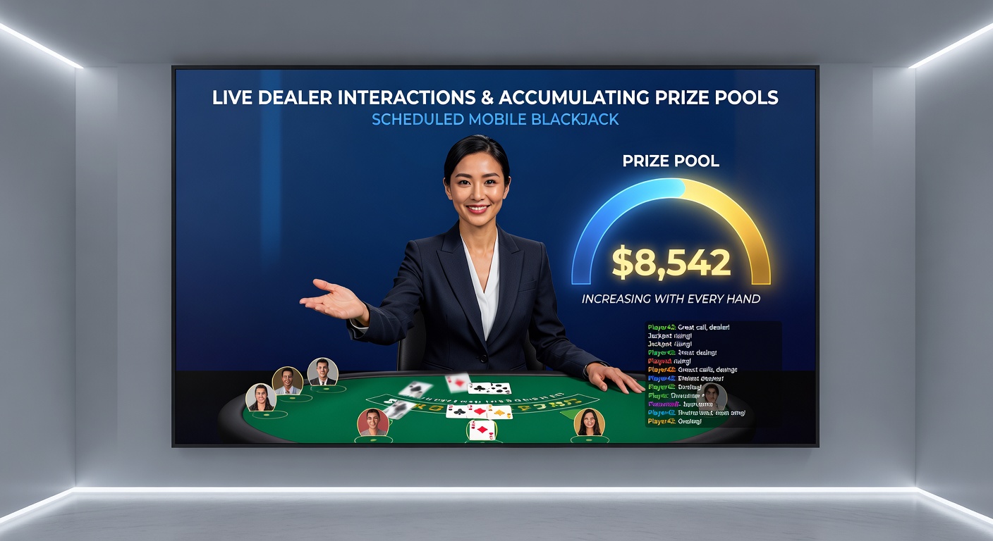 Mobile Blackjack-App mit Live-Händler und ansteigendem Preisgeld-Pool während eines Turniers